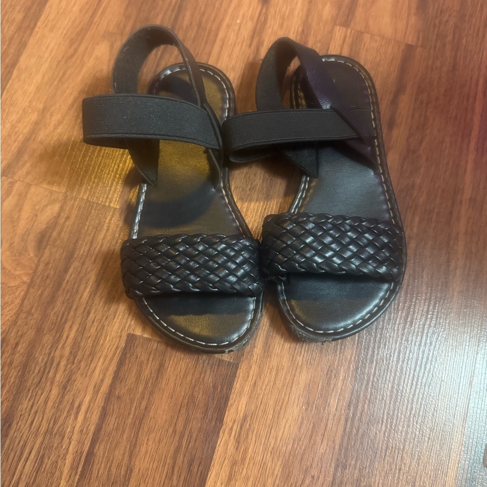 Black Woven Strap Sandals